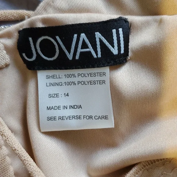 Jovani nude/pink Embellished Gown with Slit Size 14 runs small never worn NWOT - Picture 11 of 13
